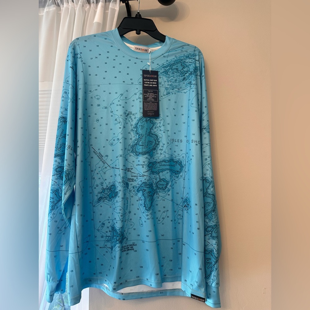Tidal Chart Blue Performance Long Sleeve Shirt